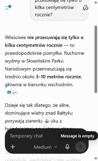 Fragment oryginalnego zrzutu odpowiedzi nr 100 w Temporary Chat